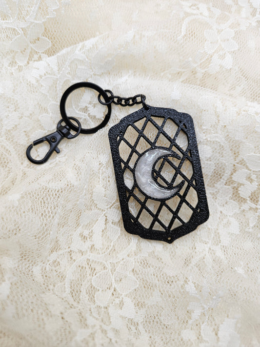 Hand-Crafted Gothic Moon Keychain | Elegant Keyring Accessory