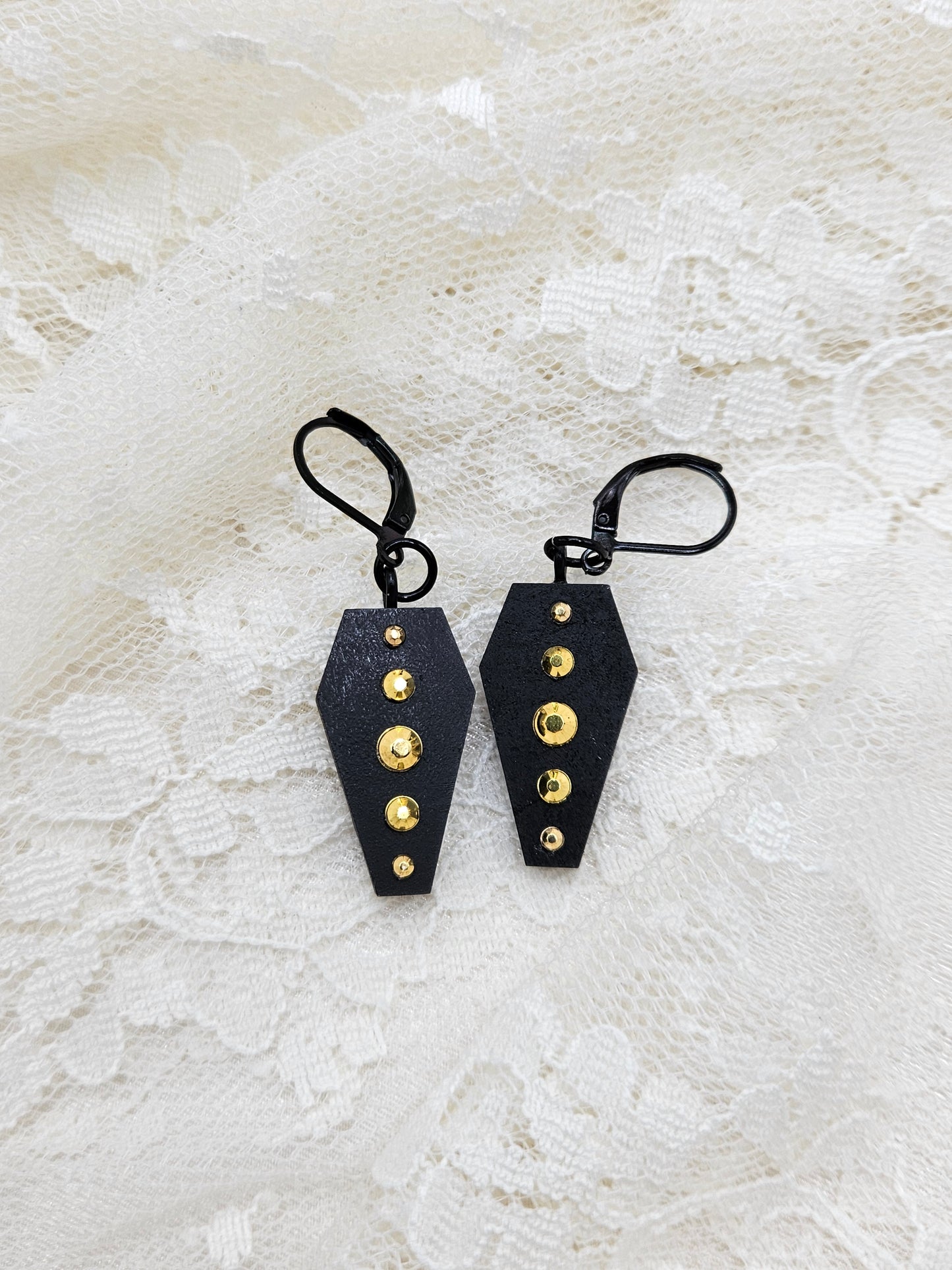 Handmade Gothic Coffin Stud Earrings