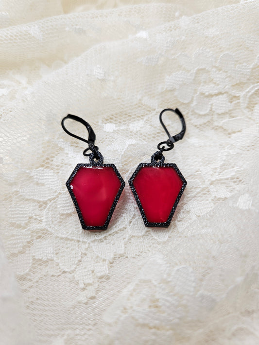 |GLOW| Handmade Gothic Resin Coffin Earrings