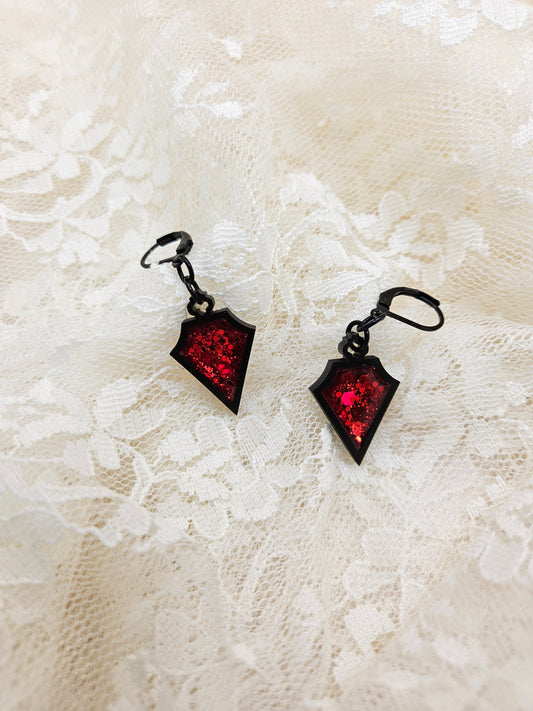 Handmade Gothic Resin Dagger Earrings |Glitter|