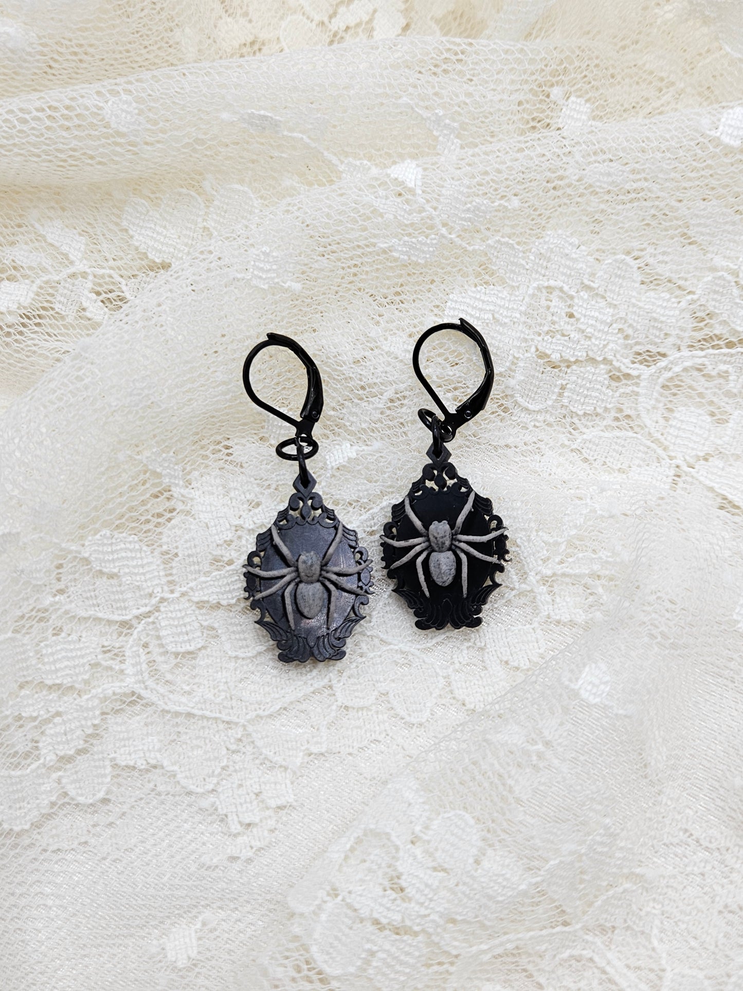 Handmade Gothic Resin Spider Earrings