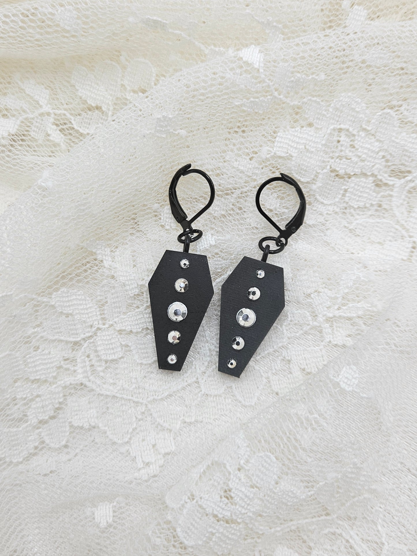 Handmade Gothic Coffin Stud Earrings