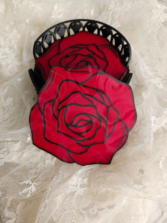 Handmade Gothic Rose Coasters | Set of 4